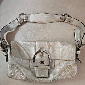 Coach - Silver Metallic Demi Baguette Purse